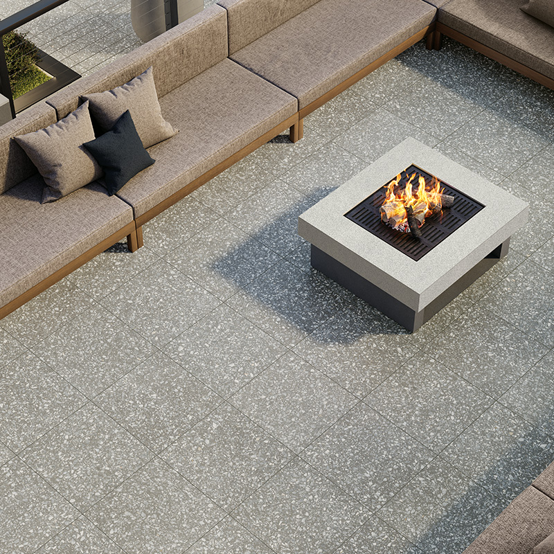 Porcelain Pavers and Tile Landmark™ Fashion Grey White Avenue Outdoor Fireplace Patio