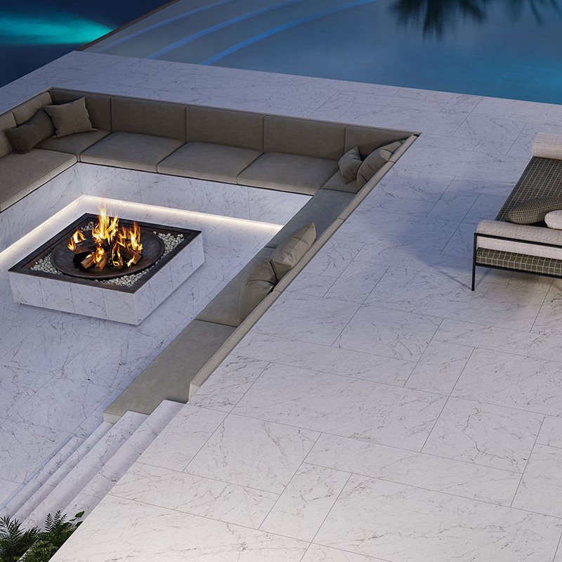 Porcelain Pavers and Tile Landmark™ Michelangeo White Luxury Villa Fireplace